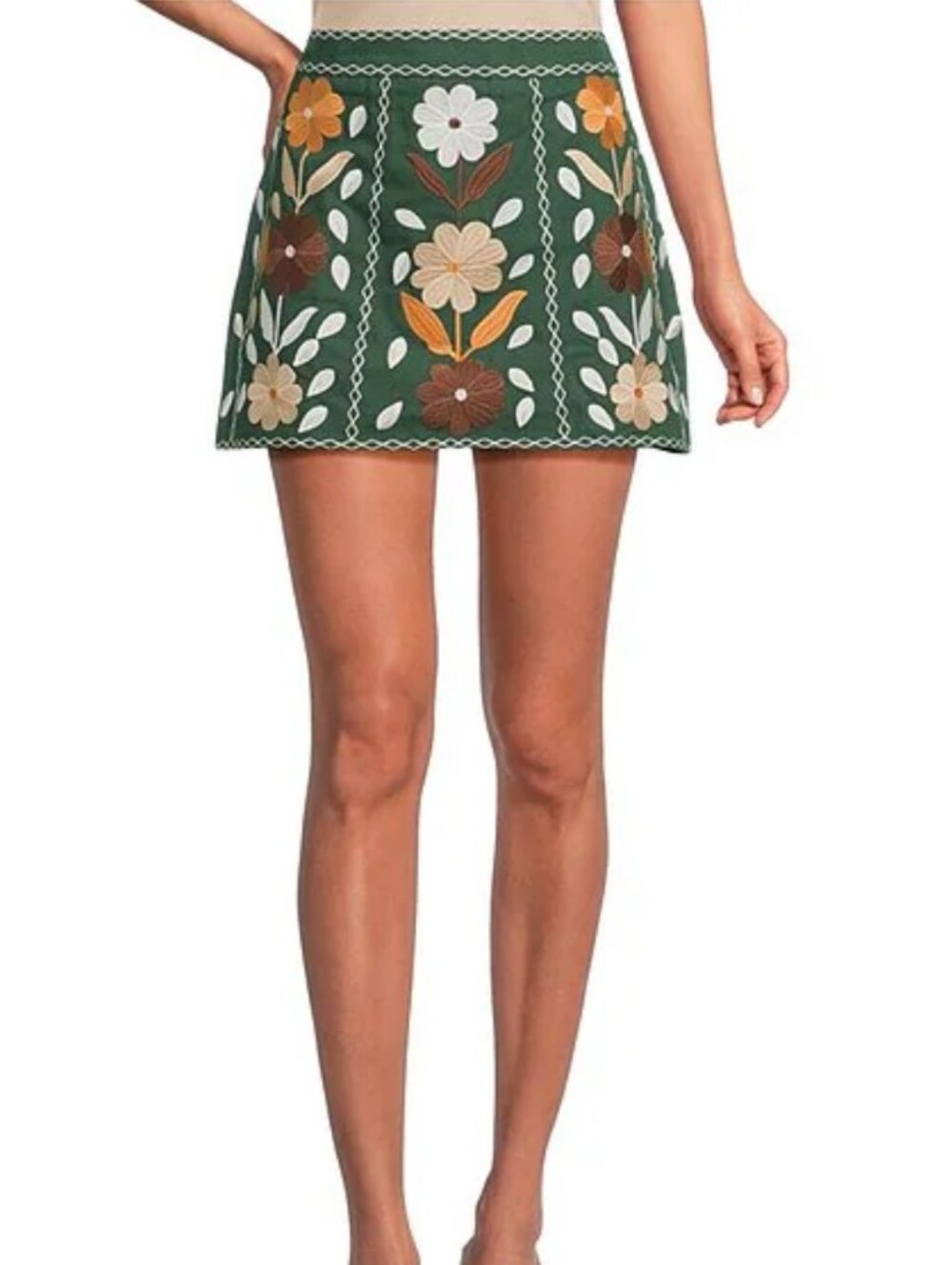 J.Marie Cody Floral Embroidered Mini Skirt Cotton